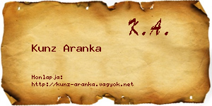 Kunz Aranka névjegykártya